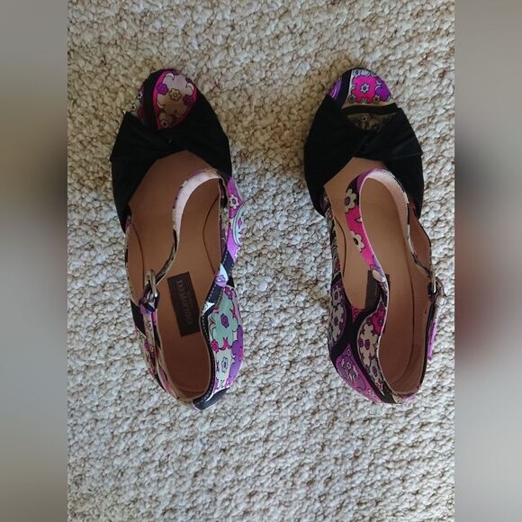Emilio PUCCI purple floral Suede & silk open toe Stiletto Heels size 37.5 - Picture 5 of 14